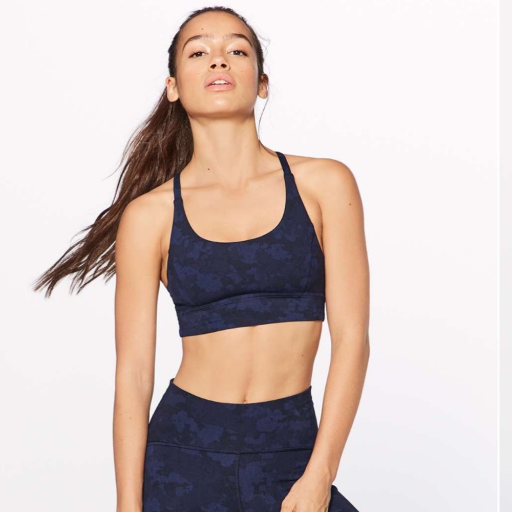 Lululemon train times sports bra, midnight camo, 6